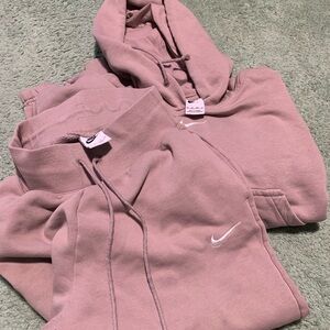 Nike Dusty Rose Hoodie Set - Embroidered Swoosh